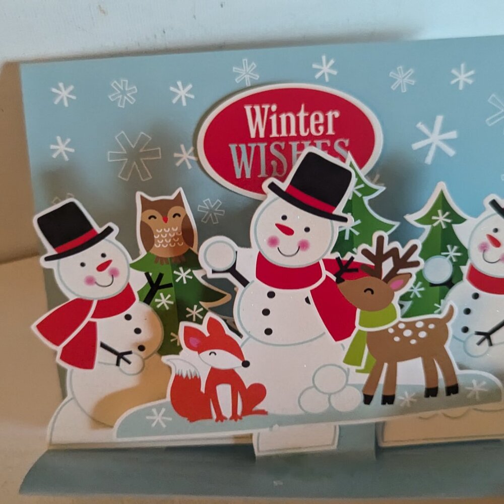 NWT 8 Pop-Up Snowman Winter Christmas Holiday Cards Paper Magic Group Open Box
